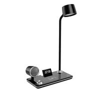 Avizar Lampe de table LED 3-en-1 avec Haut-parleur Bluetooth et Station de Charge Noir
