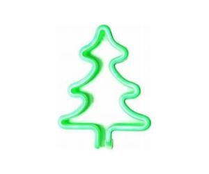 Avizar Lampe Néon LED Sapin de Noël avec Accroche Murale et Port USB-A Vert