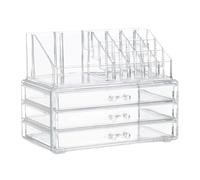 Avizar Organisateur Beauté À 3 Tiroirs Empilables pour Cosmétiques et Bijoux Transparent