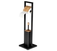Avizar Porte-Papiers Toilette Autoportant Stable avec Brosse Intégrée Noir