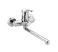 Avizar Robinet Mural à Bras Long Orientable avec Inverseur Finition Chromée Argent