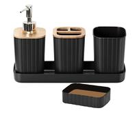 Avizar Set d'Accessoires Salle de Bain 5 pièces Porte-Brosse à Dents et Gobelet Noir