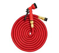 Avizar Tuyau d'Arrosage 5m Extensible jusqu'à 25m avec Pistolet Multifonctions Rouge