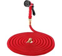 Avizar, tuyau d'arrosage flexible jusqu'à 100 m pour le jardin et le lavage de voiture, rouge