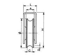 AVL Roue à Gorge Ronde Ø80 mm Support extérieur-Charge 300 kg-922080A