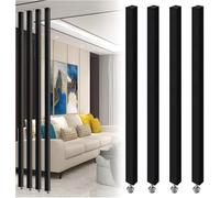 AVLLSO Panneaux de séparation de Chambre Poteau de séparation en aluminium noir avec pied réglable, 70-240 cm de haut Colonnes de grille de décoration de séparateur de pièce du sol au plafond(4 Pack,7