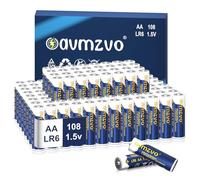 avmzvo Lot de 108 piles alcalines AA LR6, 1,5 V, puissance durable, puissantes, peuvent être utilisées pour les jouets, les réveils et autres appareils électroniques