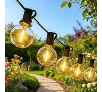 Avoalre Guirlande Guinguette Extérieure 9M 15Ampoules Guirlande Lumineuse avec 2 Ampoule de Rechange Raccordable Étanche IP44 Jardin Parasol Terrasse Mariage Pergola 8 Mode-Blanc Chaud