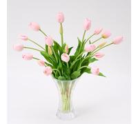 Avoeco Lot de 20 tulipes artificielles au toucher réaliste - Bouquet de fleurs artificielles en faux tulipes pour vase, décoration élégante de la maison, centre de table pour mariage (20, rose clair)