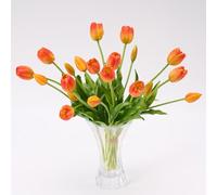 Avoeco Lot de 20 tulipes artificielles réalistes au toucher réaliste pour vase, décoration d'intérieur élégante, mariage et centres de table (20, orange)
