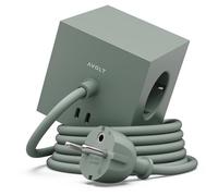 Avolt Square 1 Multiprise Carrée Rallonge Cube, 3 Prises, 2 USB-C 30W, 1,8m | Cube magnétique vert, charge rapide USB-C 30W pour bureau et atelier créatif
