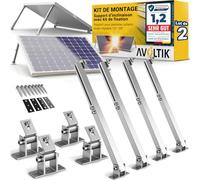 Avoltik Support de panneau solaire en aluminium I Support réglable 15° à 30° pour toit, balcon et sol I Ensemble de 2