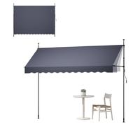 VEVOR Store Banne Manuel sans Perçage Auvent Rétractable 350 cm pour Terrasse et Balcon, avec Manivelle, Hauteur Réglable 210-310 cm, Barres Latérales Réglables 110-150 cm, Angle 0°-90°, Gris Foncé