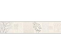 awallo 344212 3442-12 Frise autocollante, au motif floral, beige et gris métallisé, 5 x 0,13 m, fabriquée en Allemagne