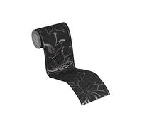 awallo 346612 3466-12 Frise autocollante,au motif floral, noir métallisé, 5 x 0,13 m, fabriquée en Allemagne