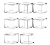 AWAOVV Lot de 8 mini boîtes à carrées en plastique acrylique transparent avec couvercle 120 ml