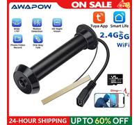 Awapow Tuya visionneuse de judas de porte sonnette vidéo Wifi intelligente 2.4G/5G Mini caméra 170 ° Vision nocturne angulaire Détection de mouvement 1080P With EU Plug