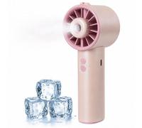 AWAVE ElecTrust Ventilateur Portable avec Eau et Batterie Rechargeable USB, 3 Vitesses, Mini Ventilateur Brumisateur avec Eau, Petit Ventilateur pour Bureau Voyage Camping, Rosé