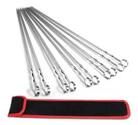 AWCIGG® Lot de 20 Brochettes à Viande en Acier Inoxydable 304 de Premium, 40 cm Brochettes en Métal Plat pour Barbecue avec Sac en Nylon Portable