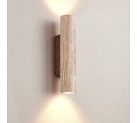 AWEITG Applique murale longue linéaire en marbre moderne à double cylindre de lumière for intérieur, barre d'éclairage murale en bois vintage du milieu du siècle, lampe murale en pierre for chambre