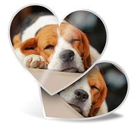 Awesome 15506 Lot de 2 autocollants en forme de cœur 15 cm - Motif Beagle pour chien et chiot