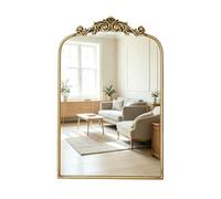 Awhtixbo Miroir Baroque Antique Doré - Miroir Murale Vintage avec Forme Arche Doré pour Hall, Salon & Salle de Bain, 40x61cm
