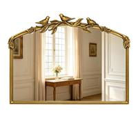 Awhtixbo Miroir Baroque doré Antique 80 x 60(H) cm - Cadre Vintage en Fonte avec Fleurs en résine sculptées à la Main, Miroir Mural incassable pour Salle de Bain, Salon et Chambre à Coucher