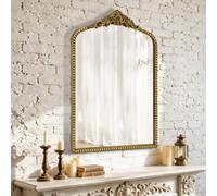 Awhtixbo Miroir Baroque doré Antique avec Design arqué - Miroir Mural Rond Vintage avec Cadre doré pour Couloir, Salon et Salle de Bain, 40 x 61 cm, Taille : 48 x 71,5 cm