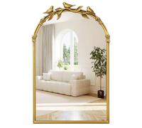 Awhtixbo Miroir Baroque Vintage, Cadre métal doré, 48x74,2 cm Salle de Bain | Cadre vintage en fonte avec fleurs en résine sculptées à la main - Miroir mural incassable pour salle de bain, salon