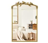 Awhtixbo Miroir Baroque Vintage, Cadre métal doré, 48x74,2 cm Salle de Bain | Cadre vintage en fonte avec fleurs en résine sculptées à la main - Miroir mural incassable pour salle de bain, salon