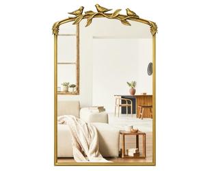 Awhtixbo Miroir Baroque Vintage, Cadre métal doré, 48x74,2 cm Salle de Bain | Cadre vintage en fonte avec fleurs en résine sculptées à la main - Miroir mural incassable pour salle de bain, salon