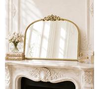 Awhtixbo Miroir Baroque Vintage, Cadre métal doré, 80x60 cm Salle de Bain | Cadre vintage en fonte avec fleurs en résine sculptées à la main - Miroir mural incassable pour salle de bain, salon