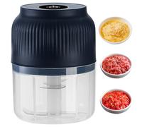 AwnsIMfreien Broyeur à ail, Hachoir à ail électrique, Hachoir Lame 4 Feuilles, Mini broyeur Portable avec récipient et Couvercle pour Gingembre, Piment, légumes