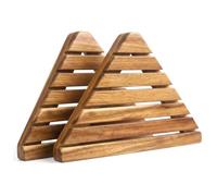 AwnsIMfreien Étagère d'angle de Douche, 2 pièces, Triangulaire en Bois, Caddie de Douche à vidange Rapide