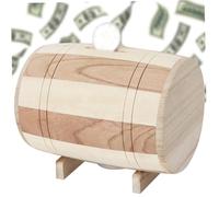 AwnsIMfreien Tirelire, Tirelire en Bois, Forme de tonneau de vin avec Support, boîte d'économie d'argent pour Enfants et Adultes, en Bois