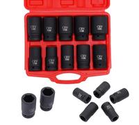 awolsrgiop 1" Jeu de Douilles à Choc, 10 Pièces 24-46 mm LKW Noix de Visseuse à Choc, Coffret Douille Poids Lourd Jeux de Douilles avec Mallette de Rangement Outils
