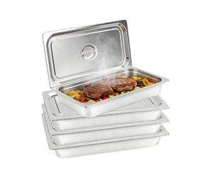 awolsrgiop Lot de 4 Bac Inox Alimentaire, 53.5 x 32.5 x 10 cm Plat Four Rectangulaire, Bac Inox Alimentaire Avec Couvercle, Récipient Gastronorme pour Nourriture, pour Cuisson, Restauration