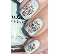 AWS Set Water decals Crâne Sugar Skull mexicain Fiorati Ongles Nail Art Autocollants Transfer Décoration Fleurs Mexicain Skulls Crâne Décoration Décorée (100)