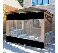 AWSAD Résistant Aux Intempéries Rideau Extérieur Transparent Panneaux Latéraux de Pergola Coupe-Vent Protection Solaire avec Perforations pour Pergola, Porche, Gazebos(3.8x2.5m(12.5x8.2ft))