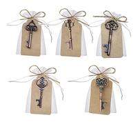 Awtlife Lot de 50 sachets avec décapsuleurs en forme de clé vintage pour dragées de mariage 5 styles