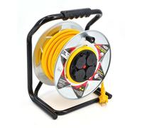 Awtools Metal Reel Extension Cable Yellow Heavy Duty 30M 3X2.5 Mm 16A / 3680W / ip44 Neoprene
