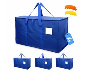 AXAM Sac de Déménagement XL 91 L [Lot de 4] - Sac de Rangement Ultra Résistants avec Poignées Confort en Silicone - Alternative Écologique au Carton - Pliables, Imperméables et Empilables