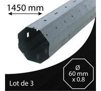Axe volet roulant - Octogonal 60 x 0.8 - 1450 mm - Lot de 3