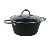 axentia 135659 Casserole forgée avec couvercle en verre Noir Ø env. 24 cm