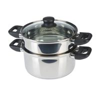 Axentia 220690 Cuiseur Vapeur à 2 Niveaux Métal Argent 20 cm, 6 L