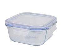 axentia Boîte Alimentaire, Boîte de Conservation en Verre Borosilicaté avec Couvercle en Plastique env. 750 ML, env. 15 x 6 x 15 cm, Transparent/Bleu