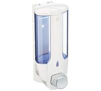 axentia Distributeur de Savon Mural 380 ml, Porte Savon Liquide pour Salle de Bain, Doseur Universel pour Savon Liquide, Gel Douche, Shampoing 8,5 x 19 x 8,5 cm - Blanc