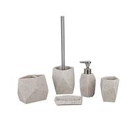 axentia Ensemble d'Accessoires de Salle de Bains Santorino, 5 Pièces Ensemble de Salle de Bains, Beige