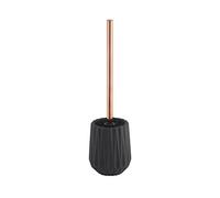 axentia Ensemble de Toilettes Chicago, Porte-Brosse de Surface Structurée en Dolomite, Ø env. 10 cm, Hauteur env. 39 cm, Noir/Cuivre, 128185