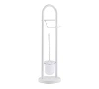 axentia Kit Brosse de WC avec Porte-Papier de Support avec Brosse WC Chromé pour Bain et WC Brosse et récipient, métal, Blanc, 19 x 19 x 64,5 cm